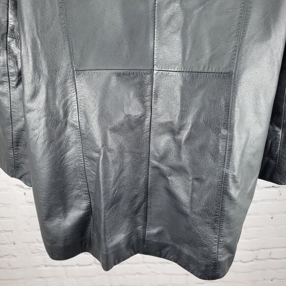 Preston & York Black Genuine Leather Buttoned Pockets Jacket Size Medium M - Picture 6 of 16